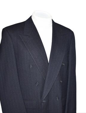 Rare Vtg Christian Dior Monsieur 100% Wool Double Breasted Blazer 42R USA